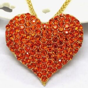 🧡Orange Crystal Heart Brooch/Pendant🧡